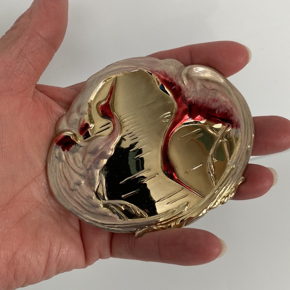 Vintage Charmant Belt Buckle Beverly Hills Ca. Pink Enamel Crane Design - Picture 5 of 8